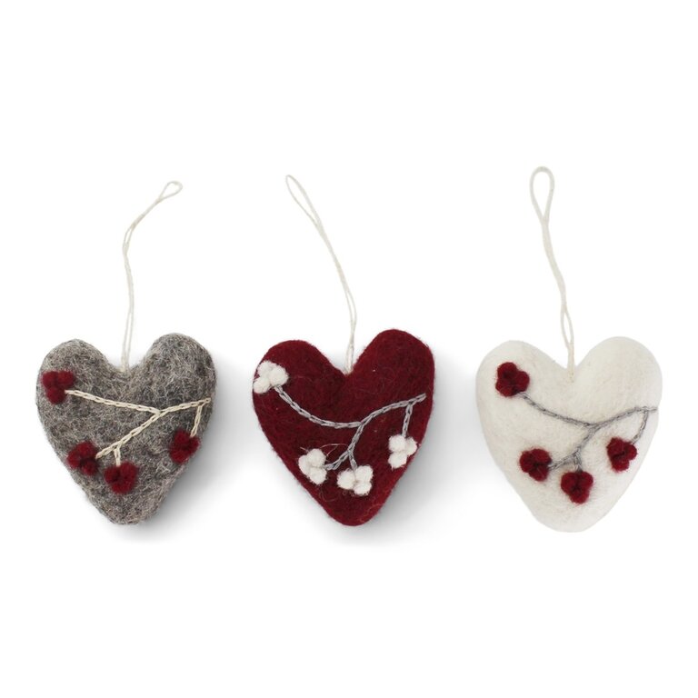 EGS EGS Fair Trade Heart Adorned Ornaments  S/3