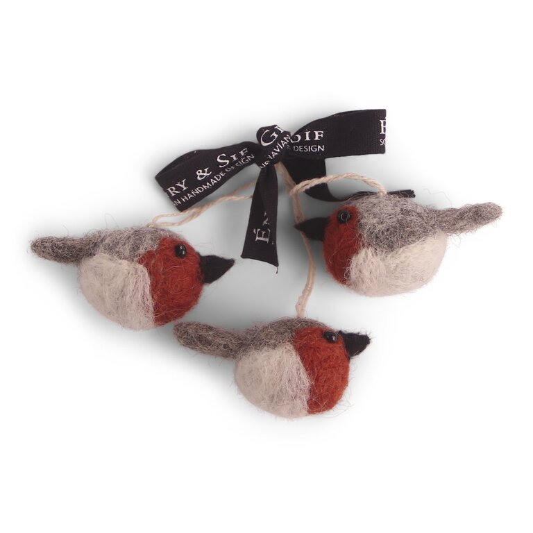 EGS EGS Fair Trade Ornaments Mini Birds - Rusty Red  S/3