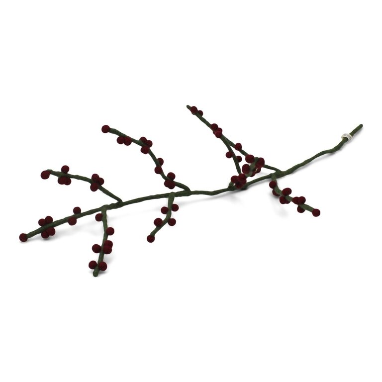 EGS EGS Fair Trade Felt Branch - Green w Dark Red Berries