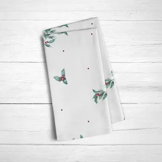 SGH SGH Cotton Napkins S/2 - Holly White SGH SGH Cotton Napkins S/2 - Holly White