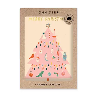 Paper E Clips PEC -  Pink Christmas Tree Cards (Box 6)