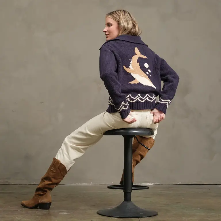 Raison Raison Knit Whale Cardigan Navy