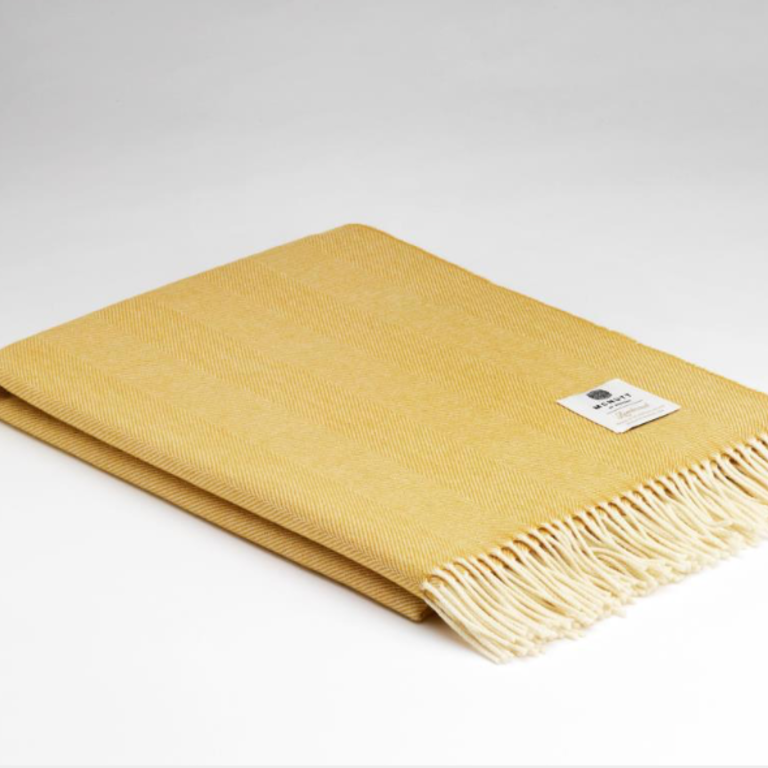 MND MND Lambswool Herringbone Throw Lemon