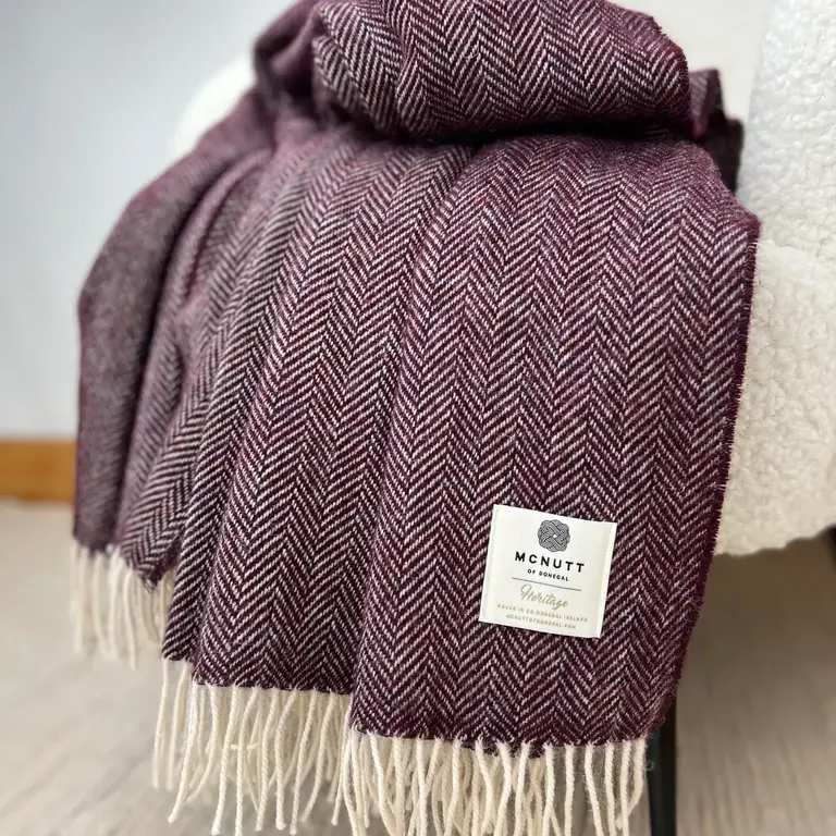 MND MND Merino Herringbone Throw Berry