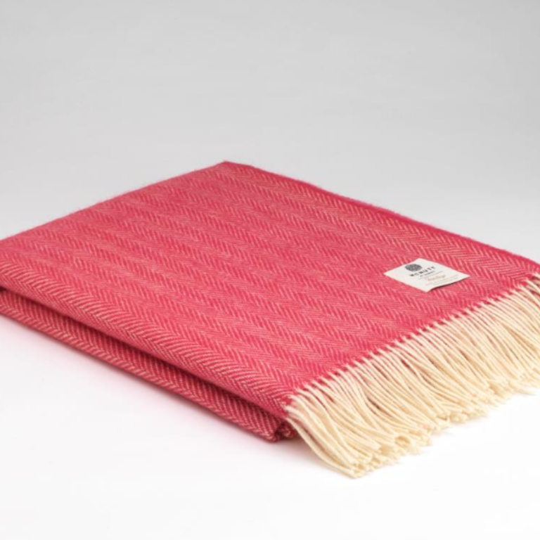 MND MND Merino Herringbone Throw Aurora Pink