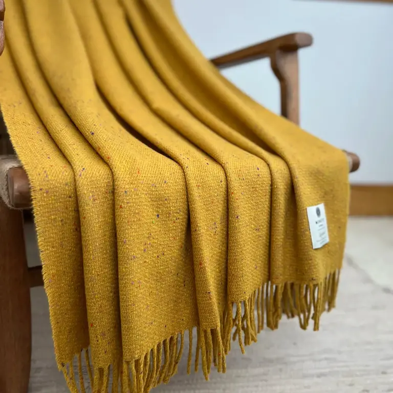 MND MND Lambswool Tweed Throw Inishbofin Yellow