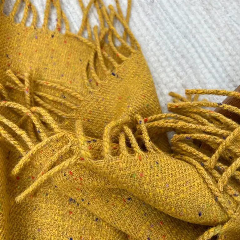 MND MND Lambswool Tweed Throw Inishbofin Yellow