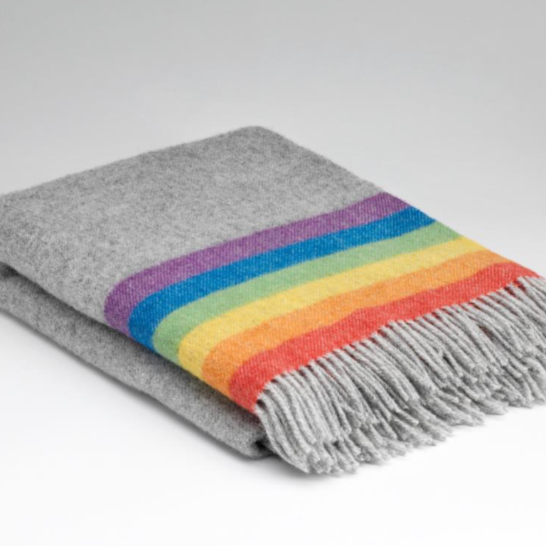 MND MND Merino Wool Throw - Rainbow Stripe