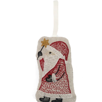 Creative Co Creative Co Embroidered Fabric Ornament - Santa Creative Co Creative Co Embroidered Fabric Ornament - Santa