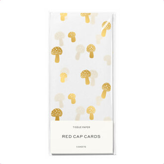 Red Cap Cards Red Cap Tissue Paper Pack (5pce) Tiny Gold Mushrooms Red Cap Cards Red Cap Tissue Paper Pack (5pce) Tiny Gold Mushrooms