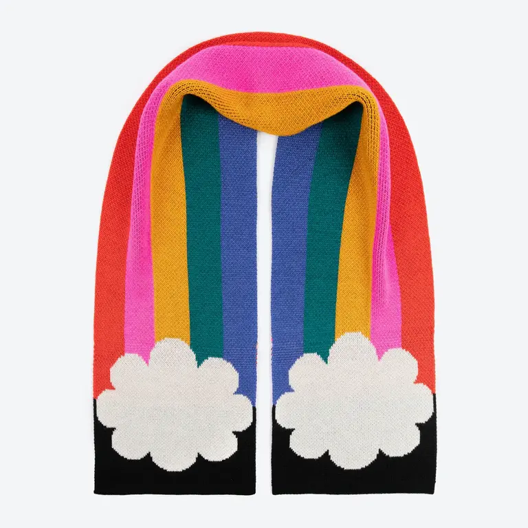 Pompom Knits Pom Knits Oversized Wool Scarf Rainbow