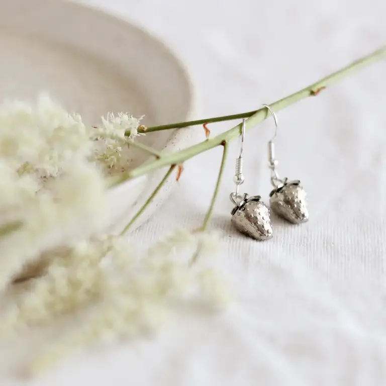 Birch Birch Strawberry Earrings - Silver