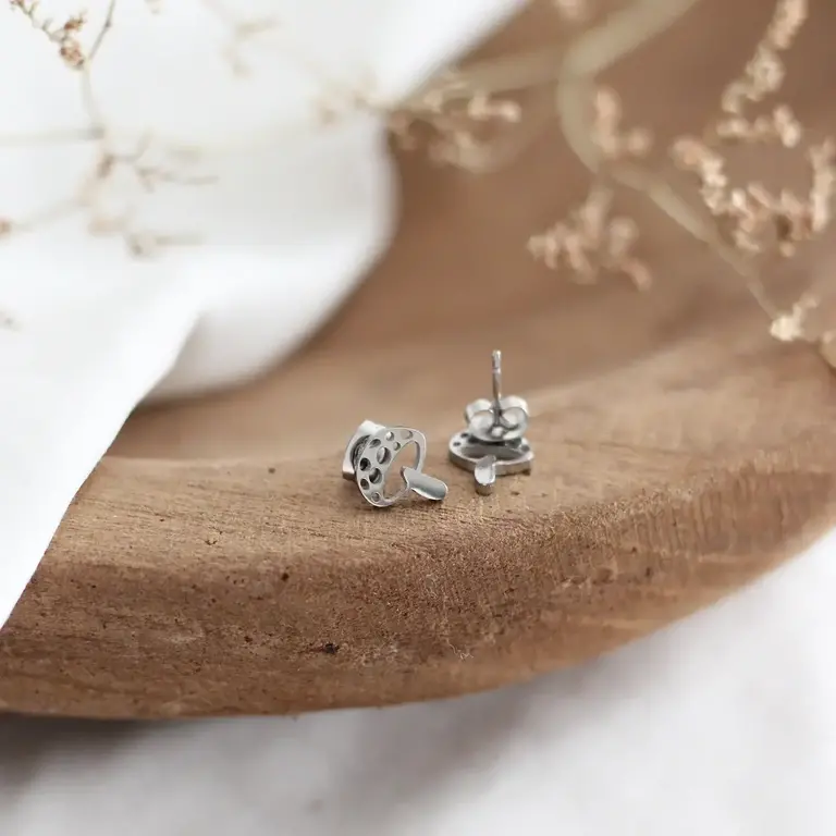 Birch Birch Mini Mushroom Earrings - Silver