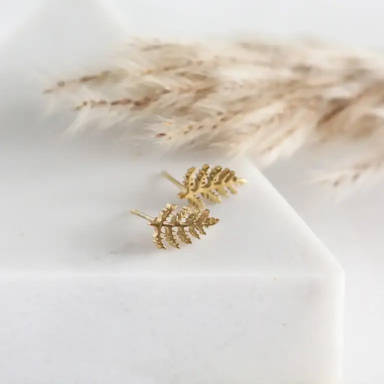 Birch Birch Mini Fern Earrings - Gold