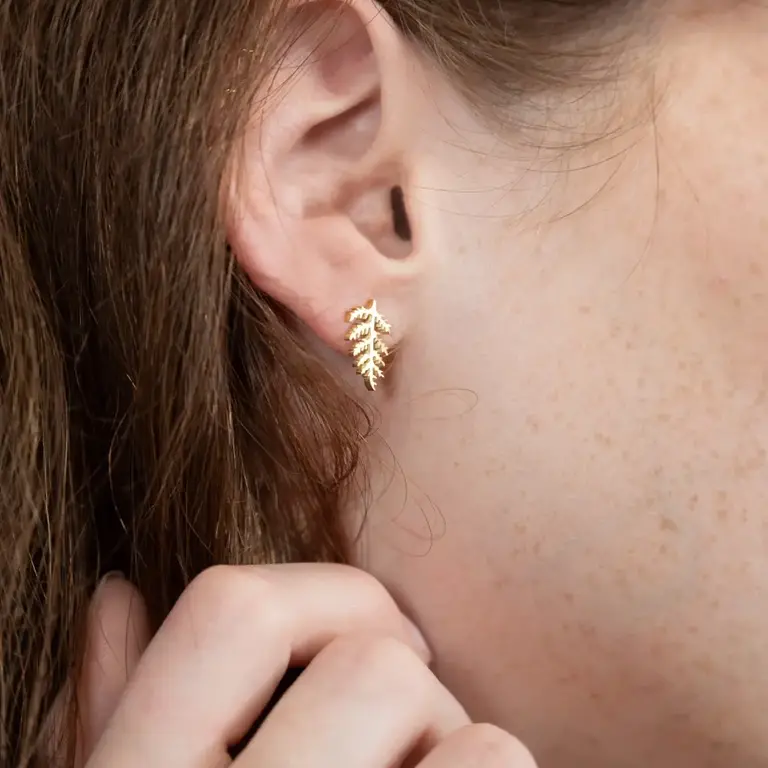 Birch Birch Mini Fern Earrings - Gold