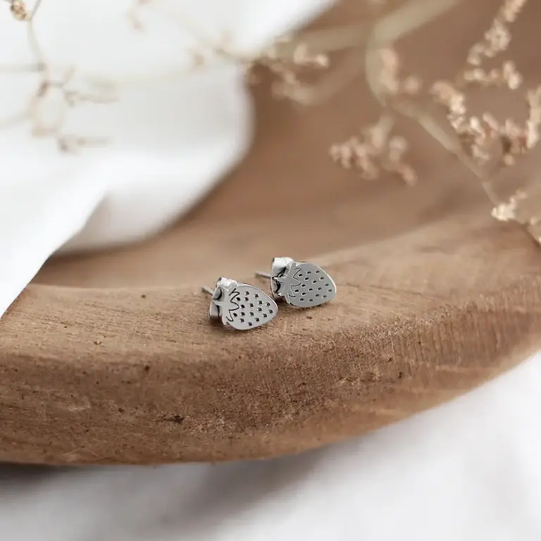 Birch Birch Mini Strawberry Earrings - Silver
