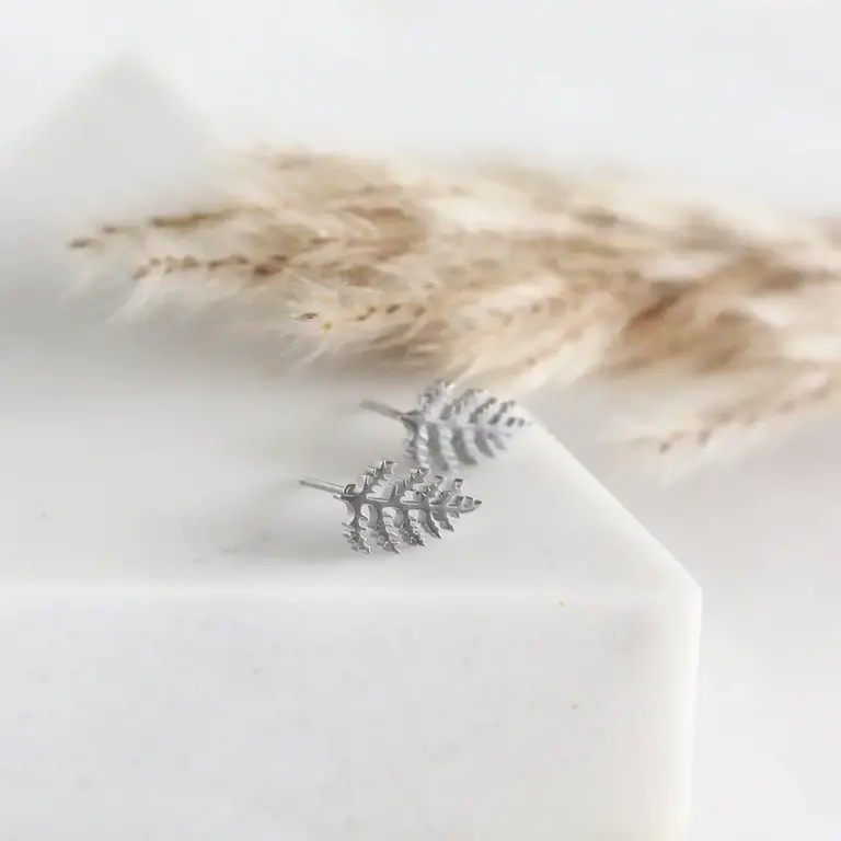 Birch Birch Mini Fern Earrings - Silver