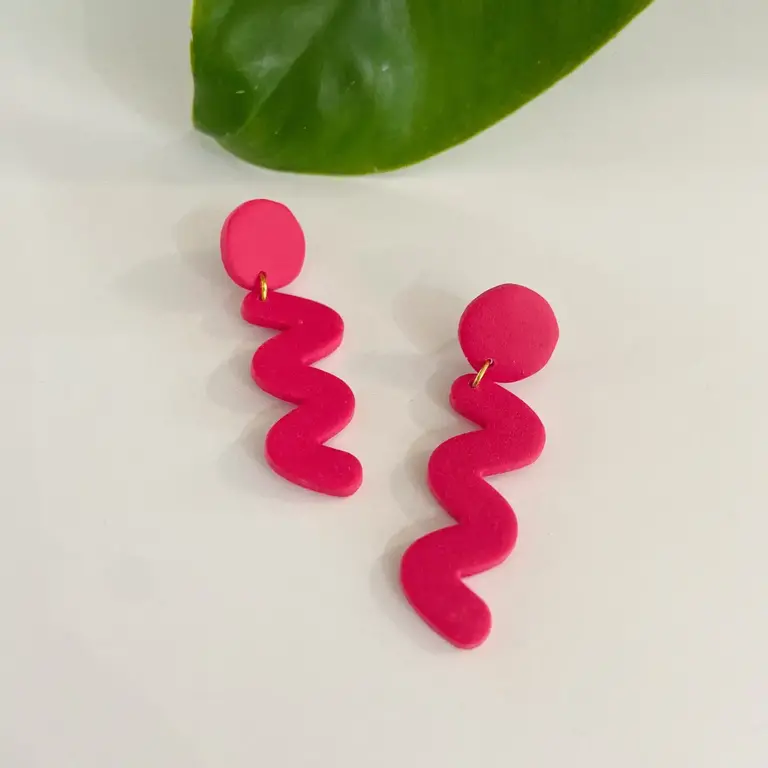 Clay Things Clay Things Cherry Red Squiggle Earrings