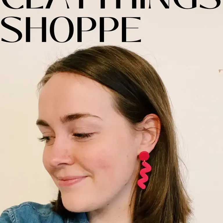 Clay Things Clay Things Cherry Red Squiggle Earrings