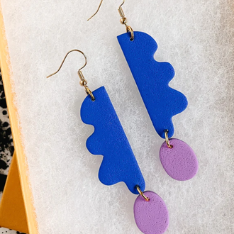 Lemon Lee Lemon Lee Wavy Days Earrings Cobalt