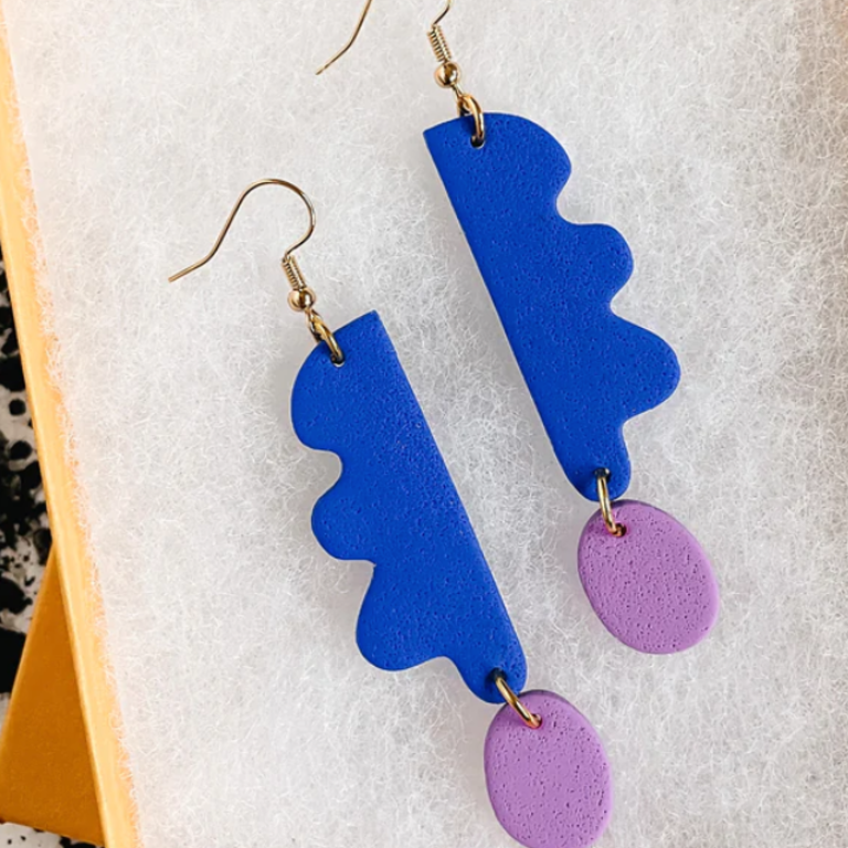 Lemon Lee Lemon Lee Wavy Days Earrings Cobalt