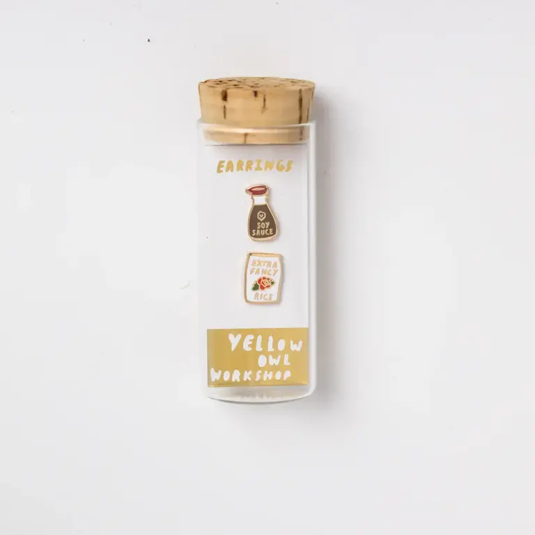 Yellow Owl Yellow Owl Soy Sauce + Rice Enamel  Earrings