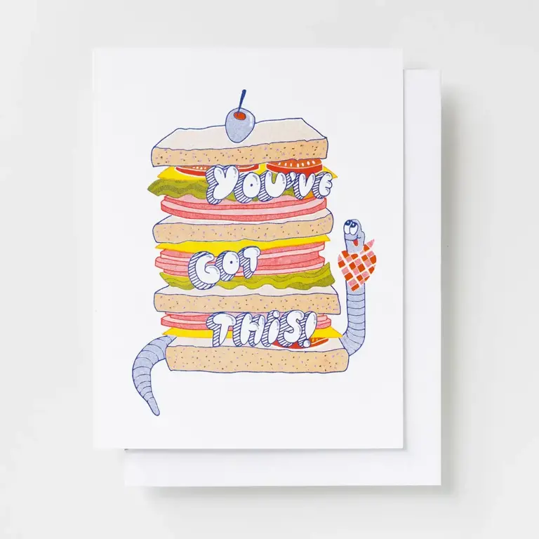 Yellow Owl Yellow Owl You Got This Risograph Card