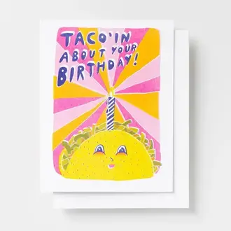 Yellow Owl Yellow Owl Taco Birthday Risograph Card Yellow Owl Yellow Owl Taco Birthday Risograph Card