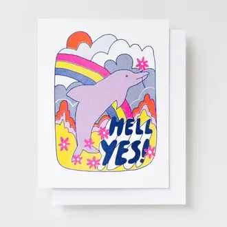 Yellow Owl Yellow Owl Dolphin Encouragement Risograph Card Yellow Owl Yellow Owl Dolphin Encouragement Risograph Card