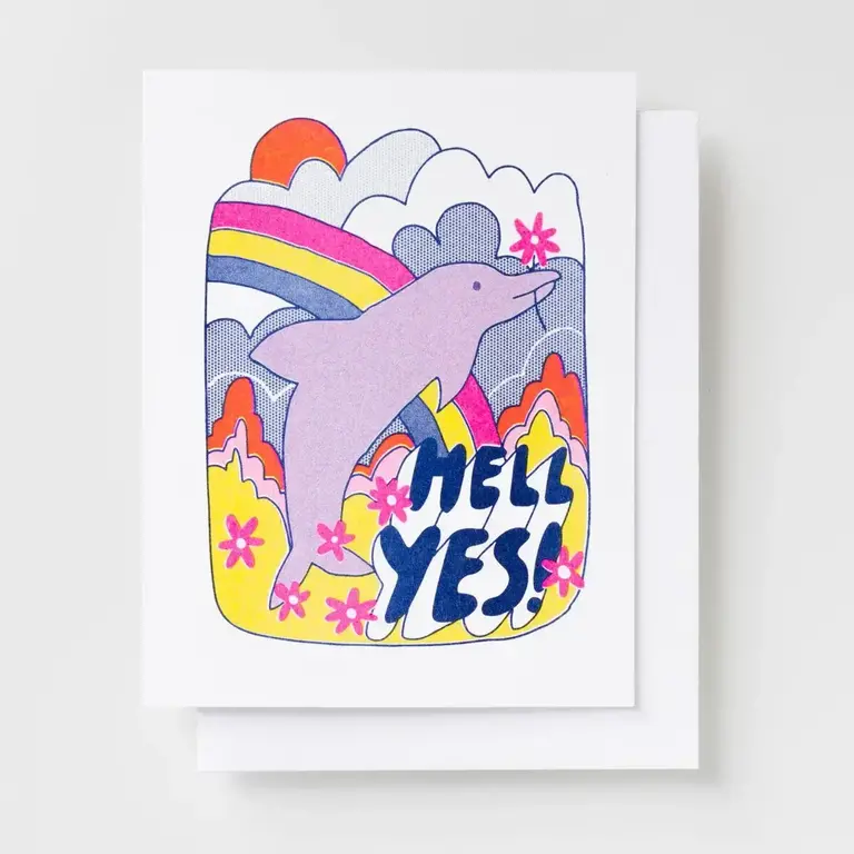 Yellow Owl Yellow Owl Dolphin Encouragement Risograph Card