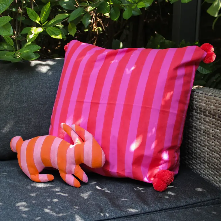 Kate Austin Kate Austin Bunny Pillow Pink/Orange Cabana Stripe