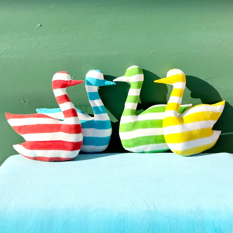 Kate Austin Kate Austin Swan Pillow Green/White Cabana Stripe