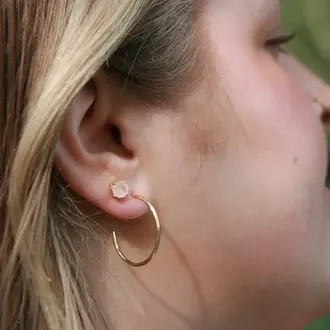 Heart & Lotus HL Ease Earrings Rose Quartz 14k Gold Vermeil