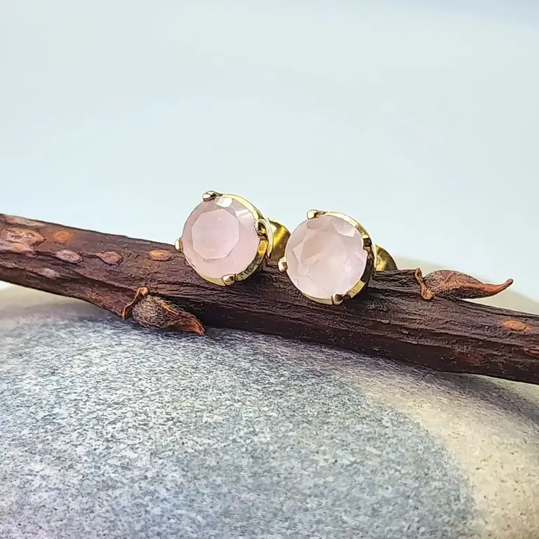 Heart & Lotus HL Ease Earrings Rose Quartz 14k Gold Vermeil