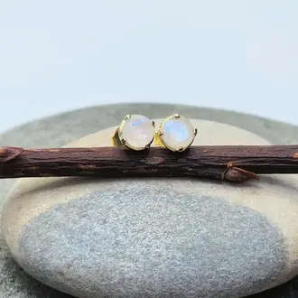 Heart & Lotus HL Ease Earrings Rainbow Moonstone 14k Gold Vermeil