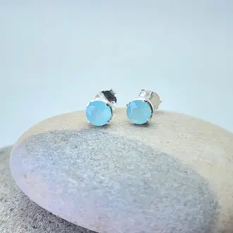 Heart & Lotus HL Ease Earrings Aqua Chalcedony Sterling Silver
