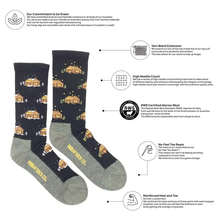 Friday Sock Co Friday Sock Co Men's Merino Socks Cabin