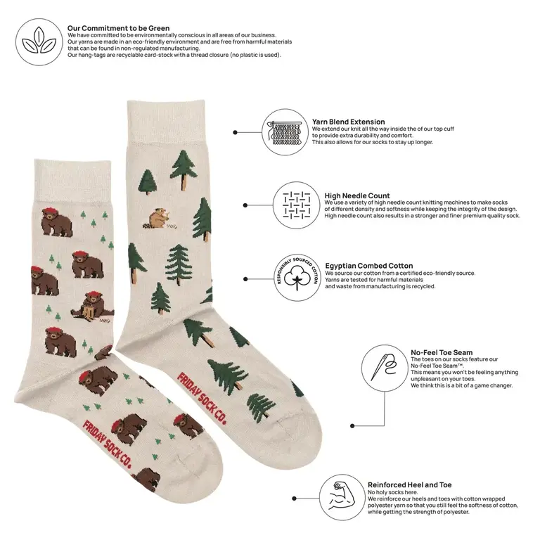 Friday Sock Co Friday Sock Co Men's Cotton Socks Bear In Hat