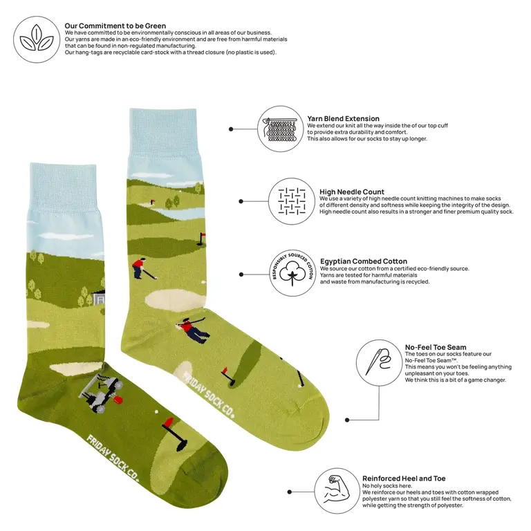 Friday Sock Co Friday Sock Co Men's Cotton Socks Golf
