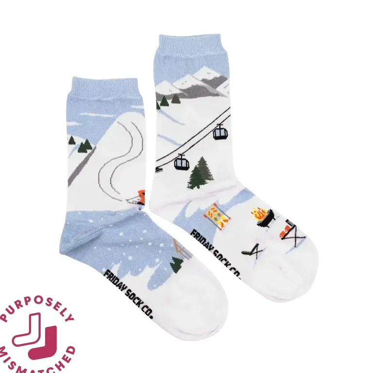 Friday Sock Co Friday Sock Co Women's Cotton Socks Ski Scenes