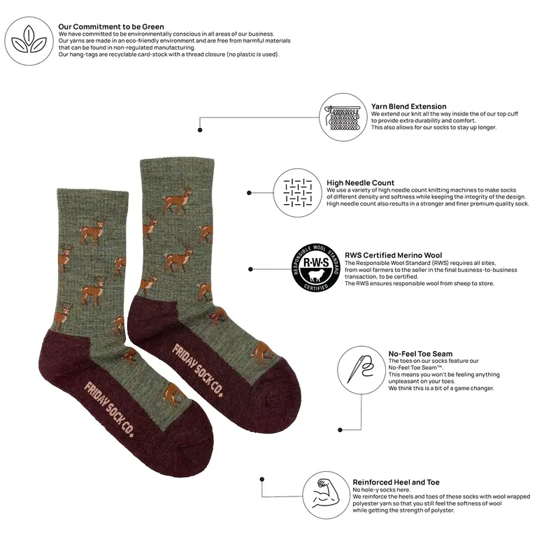 Friday Sock Co Friday Sock Co Women's Merino Socks Deer