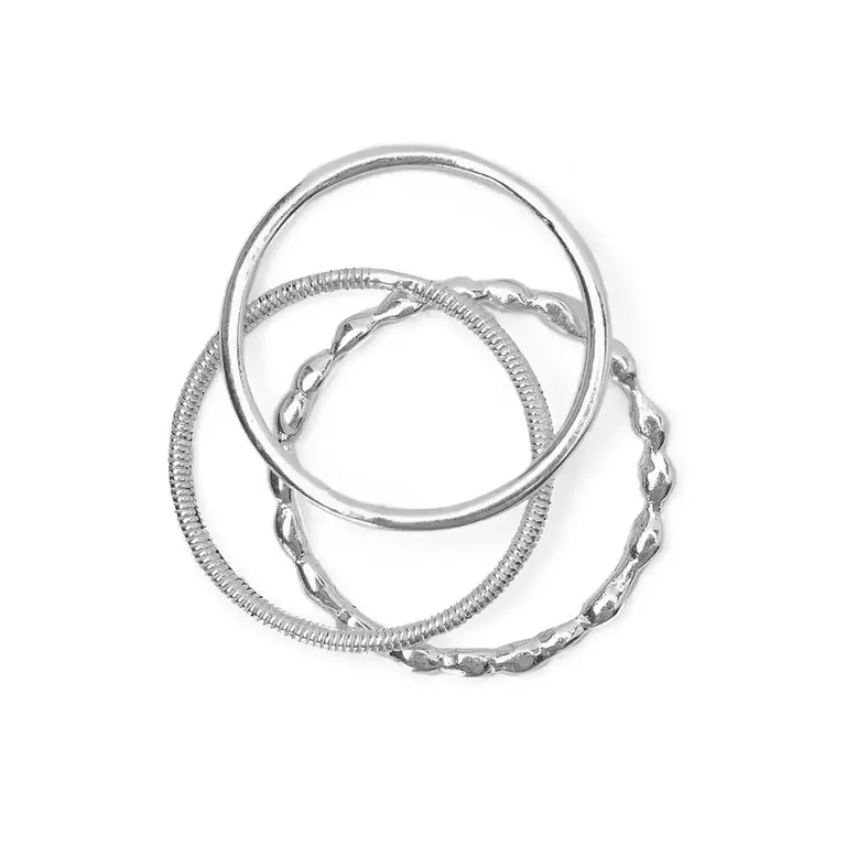 Heart & Lotus HL Set of Three Stacking Rings Sterling Silver