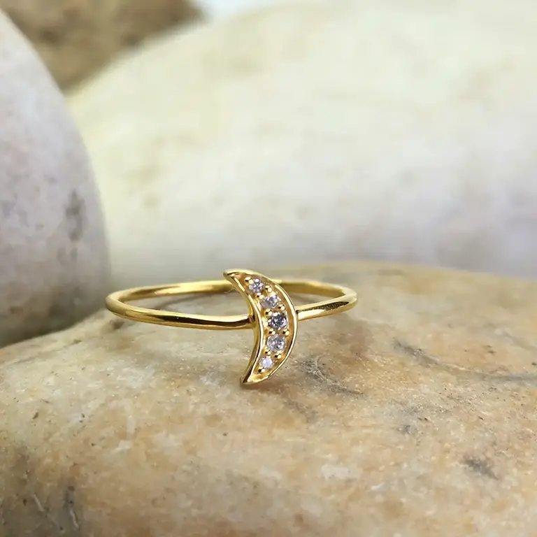 Heart & Lotus HL Crescent Moon Cubic Zirconia Ring