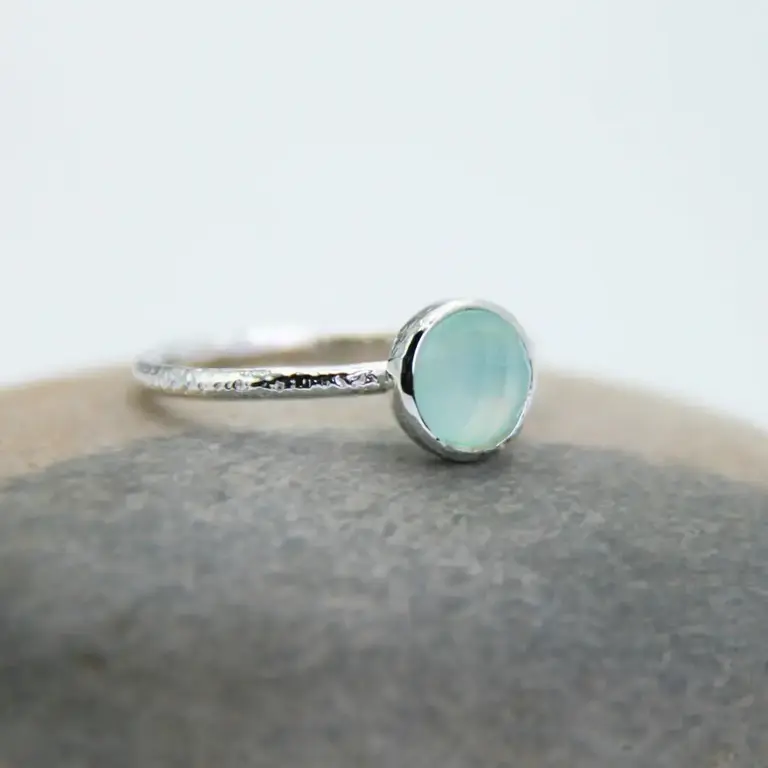 Heart & Lotus HL Aqua Chalcedony Ring in Sterling Silver