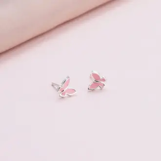 Attic Attic You're My Favourite Pink Heart Enamel Studs Silver Attic Attic You're My Favourite Pink Heart Enamel Studs Silver