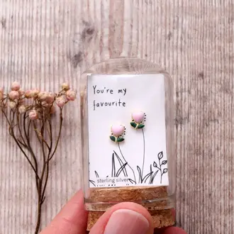 Attic Attic You're My Favourite Pink Heart Enamel Studs Silver Attic Attic You're My Favourite Pink Heart Enamel Studs Silver