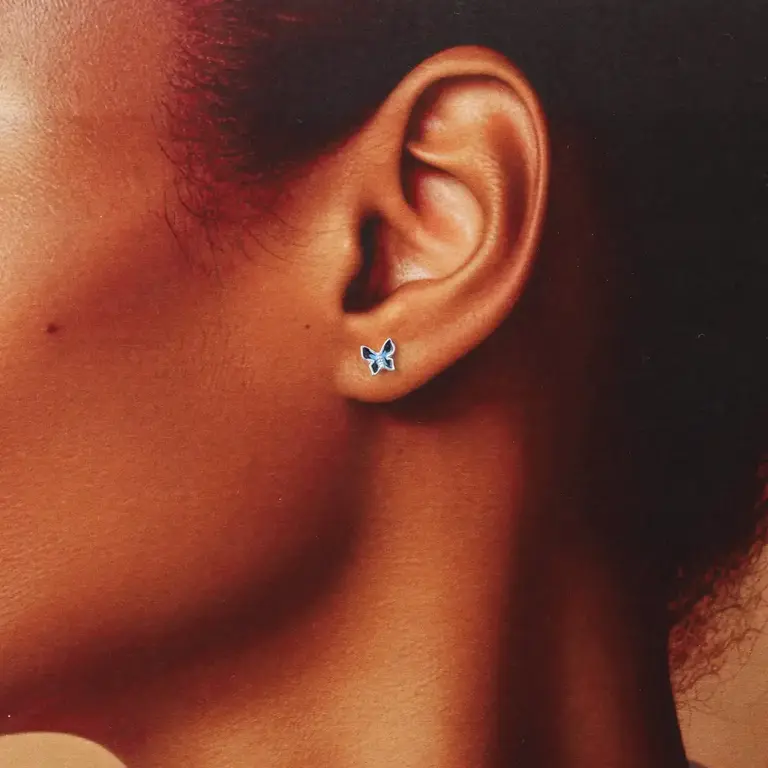 Attic Attic Beautiful Friend Blue Enamel Butterfly Studs