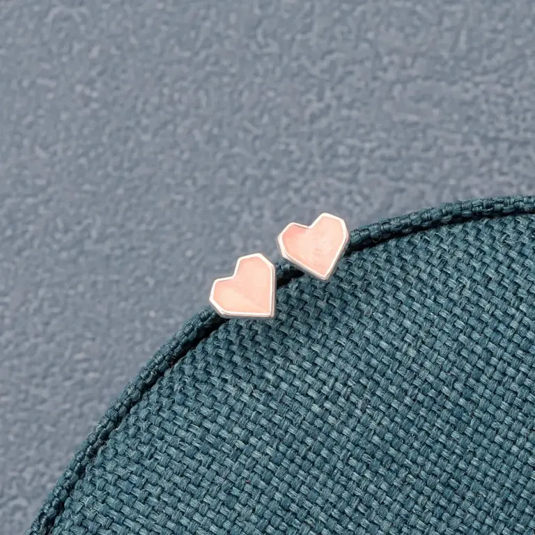 Attic Attic Soulmates Origami Heart Studs Sterling Silver