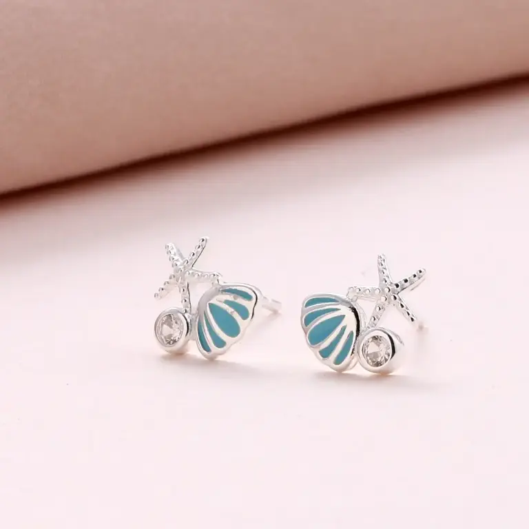 Attic Attic The Collector Shell And Starfish Studs Sterling Silver