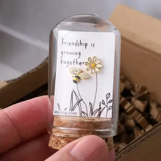 Attic Attic Friendship Bee Flower Jewel Studs Gold Attic Attic Friendship Bee Flower Jewel Studs Gold